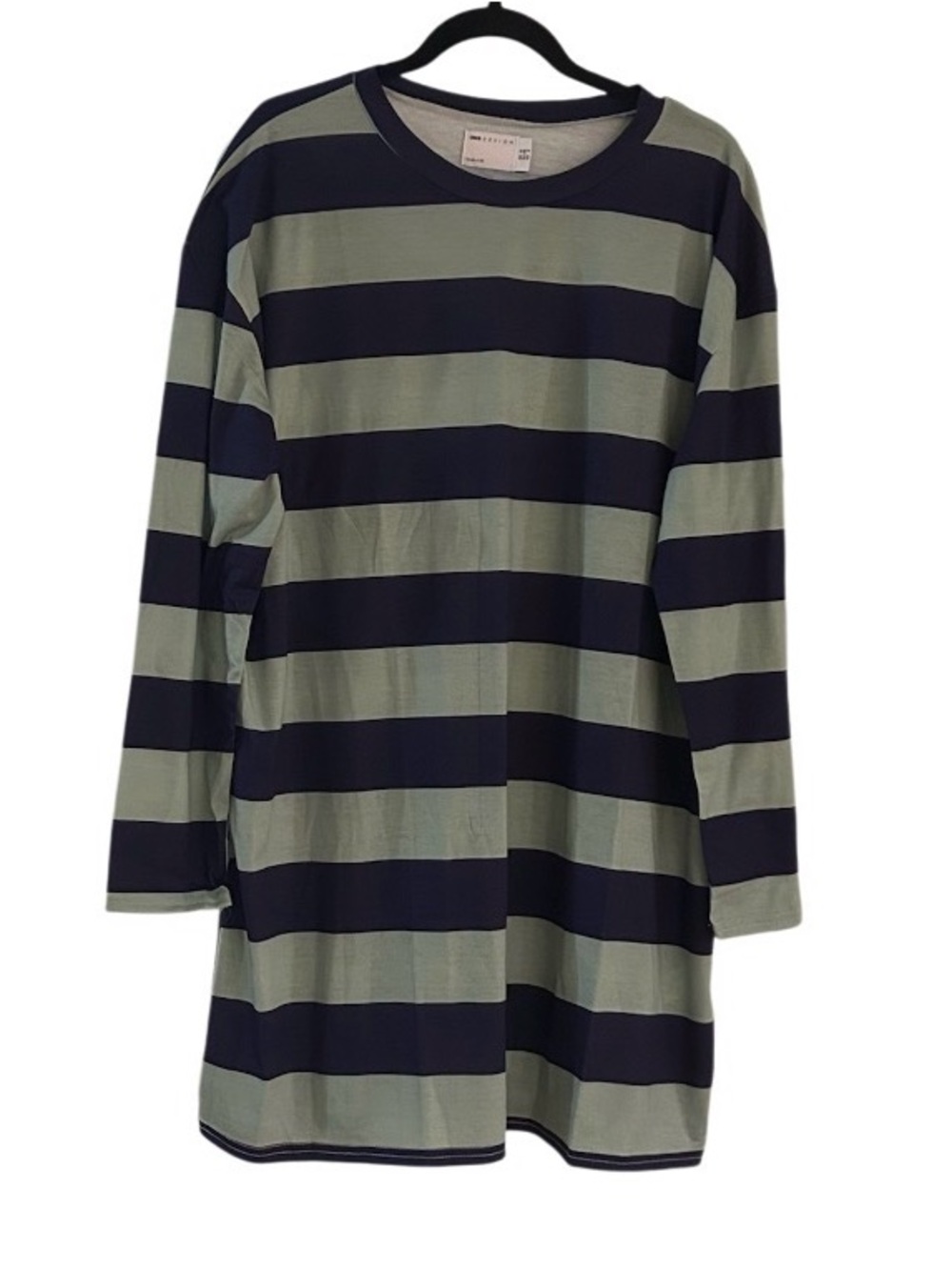 ASOS DESIGN Mini Shift Dress Sz 8 Navy Sage Green Striped Long Sleeve NWOT